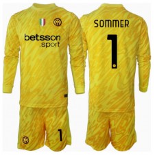 Inter Milan Yann Sommer #1 Keeper Bortedraktsett Barn 2024-25 Langermet (+ korte bukser)